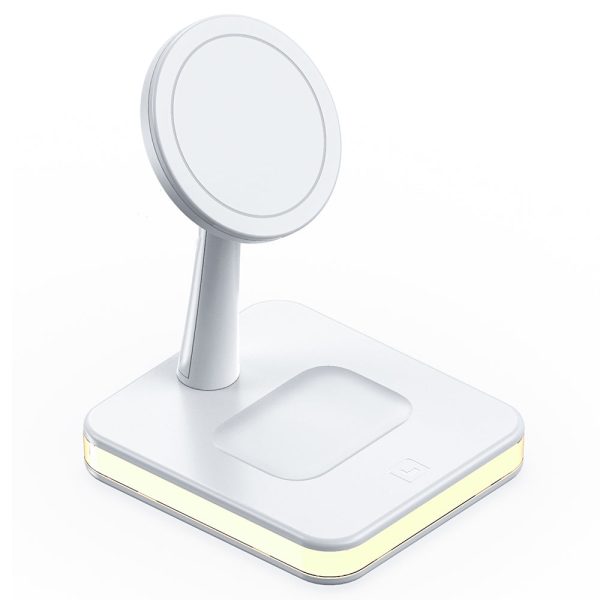 JJT-992 3 in 1 Magnetic Wireless Charger with USB Output for iPhone   AirPods LED Light Charging Base For Sale