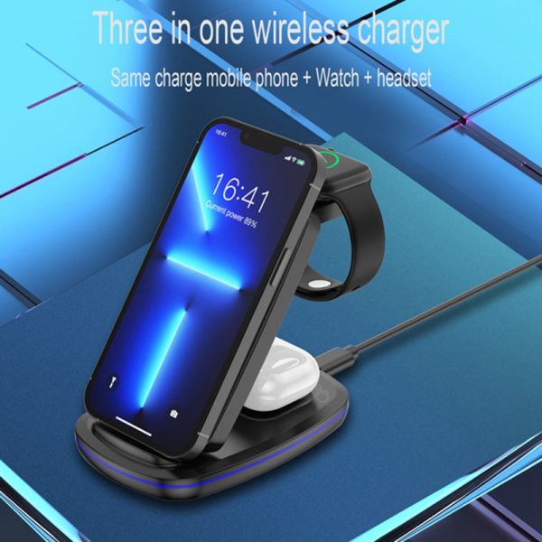 LK-V11 3 in 1 Desktop Wireless Charger 15W Max Folding Charging Stand for Mobile Phone   Watch   Headset Online Sale