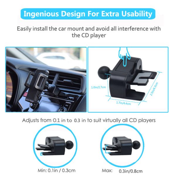 Universal Auto Car CD Slot Phone Mount for Driving Navigation 360-Degree Rotating Cell Phone Holder with Adjustable Clip Hot on Sale