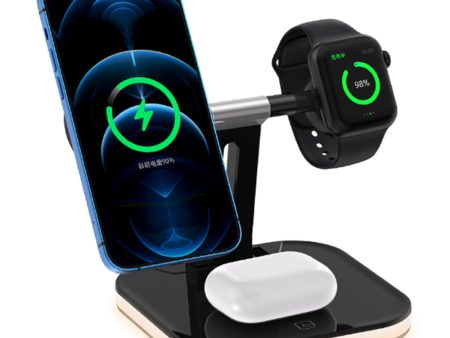 JJT-971 3 in 1 Detachable Magnetic Wireless Charger Charging Base for iPhone   Apple Watch   Earphones Hot on Sale