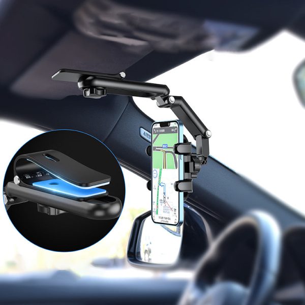 Car Sun Visor Rearview Mirror Mount Phone Holder Angle Adjustable Rotatable Car Cellphone Bracket For Discount