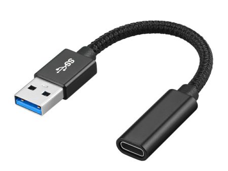 Portable USB-C Female to USB-A 3.0 Male Adapter Cable (Aluminum Alloy Plug + Braided Cable) For Cheap