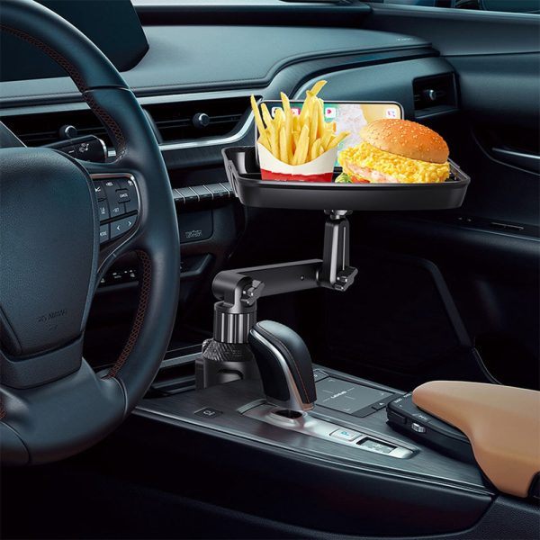 Car Meal Table Beverage Food Tray Mobile Phone Holder Rotatable Telescopic Car Cup Holder Mount Tray Supply