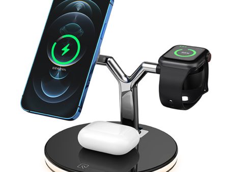 970 For iPhone   Apple Watch   AirPods 3 in 1 Wireless Charger 15W Fast Charging Desktop Stand Cradle with Light Discount