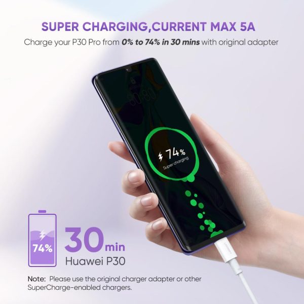 UGREEN 1m For Huawei P30 P20 Supercharge Type-C Cable 5A Fast Charge USB C Data Cable Sale