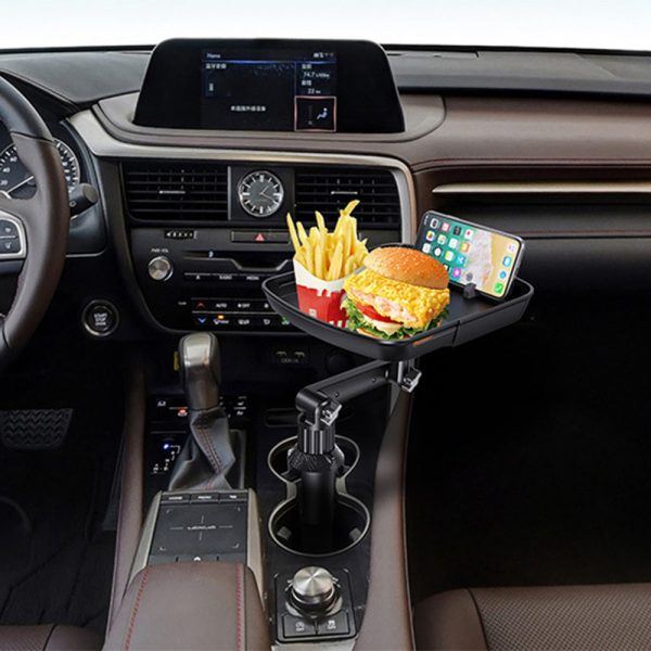 Car Meal Table Beverage Food Tray Mobile Phone Holder Rotatable Telescopic Car Cup Holder Mount Tray Supply