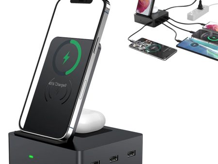 XDL-WA10 6 in 1 Wireless Charger Dock Station [with 3 USB Ports + 1 USB-C Port] for iPhone Samsung Huawei Online Sale