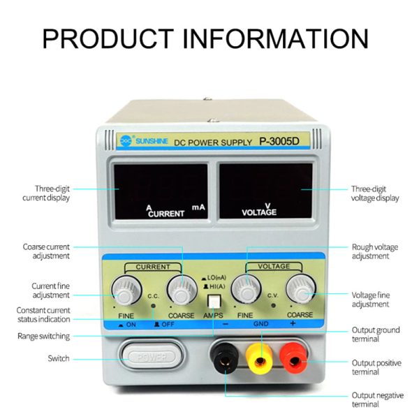 SUNSHINE P-3005D 30V 5A Adjustable Digital Display DC Power Supply 3 Digit Current Voltage Display Intelligent Regulated Power For Discount