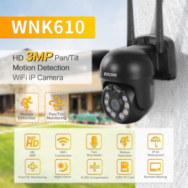 ESCAM WNK610 3MP Move Detection Dual-Light Source Night Vision Dual-Way Voice Intercom Wireless Security Camera Hot on Sale