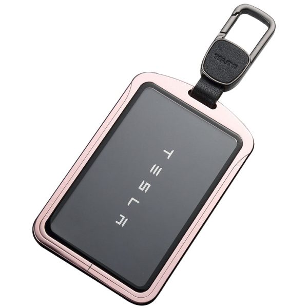 Aluminum Alloy Tempered Glass Key Card Holder Key Chain for Tesla Discount