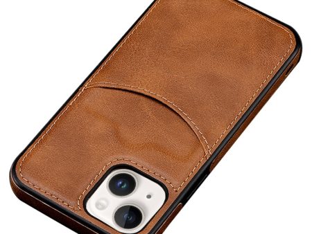 For iPhone 14 Plus Anti-scratch Cell Phone Cover Business Style Card Slot PU Leather+TPU Mobile Phone Case Cheap