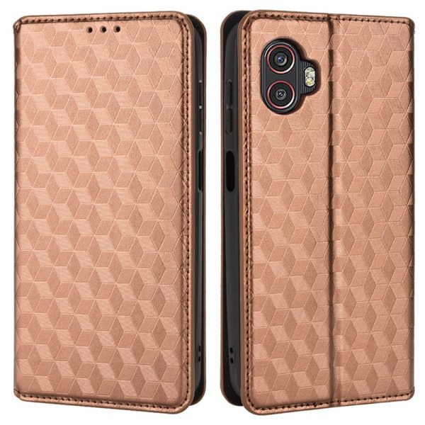 For Samsung Galaxy Xcover6 Pro 5G Shock Absorption Phone Cover Rhombus Pattern Imprinted Cell Phone Leather Wallet Case Stand Online Sale