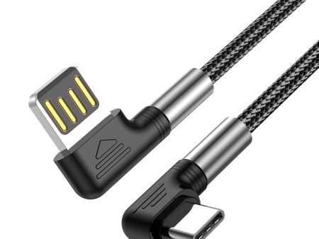 0.5m 3A Fast Charging Nylon Braided Wire USB to Type-C 90 Degree Elbow Data Cable For Sale