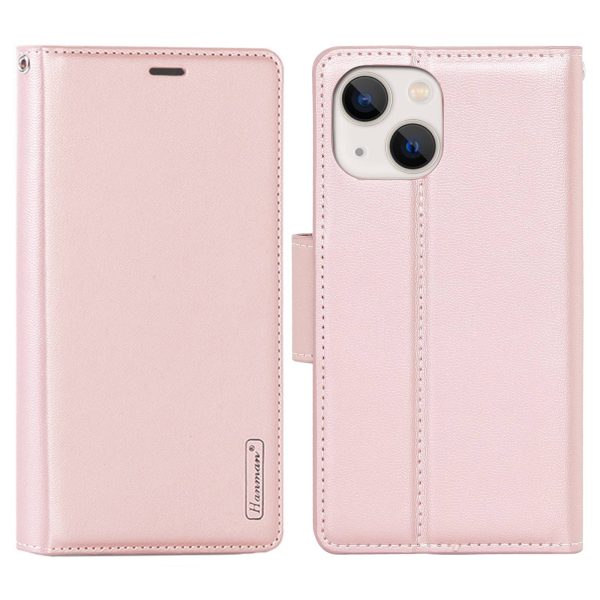 HANMAN Mill Series for iPhone 13 6.1 inch Full Protection Phone Case PU Leather TPU Folio Flip Cover with Stand Wallet For Sale