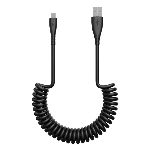 Retractable 3A Type-C Spring Coil USB Cable Mobile Phone Charging Data Transmission Cord Online Sale