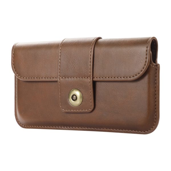 Anti-Scratch Waist Bag for 7.2-inch Mobile Phones Universal Crazy Horse Texture PU Leather Belt Phone Pouch Online now