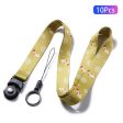 10Pcs   Pack Chinese Zodiac Printed Detachable Finger Ring Rope Rotating Buckle Lanyard Mobile Phone Name Tag Neck Strap Sale