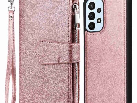 KT Multi-functional Series-4 for Samsung Galaxy A23 5G   4G (165.4 x 76.9 x 8.4mm) Mobile Phone Cover Stand PU Leather Wallet Zipper Pocket Case Sale