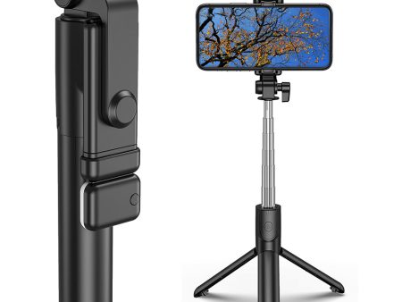 H1S 100cm Retractable Integrated Bluetooth Tripod Phone Holder Portable Adjustable Selfie Stick with Light Discount