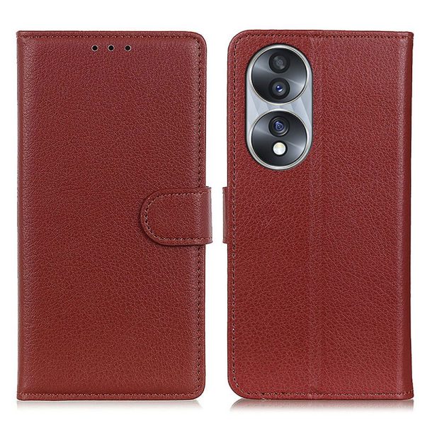 Litchi Texture PU Leather Cover for Honor 70 5G, Anti-scratch Stand Wallet Magnetic Closure Protective Phone Case Supply