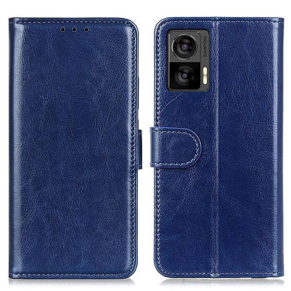 For Motorola Edge 30 Neo 5G Drop-proof Crazy Horse Texture Phone Case Anti-shock PU Leather Wallet Cover with Stand Fashion