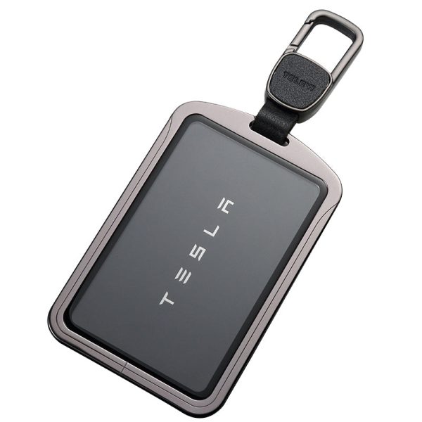 Aluminum Alloy Tempered Glass Key Card Holder Key Chain for Tesla Discount