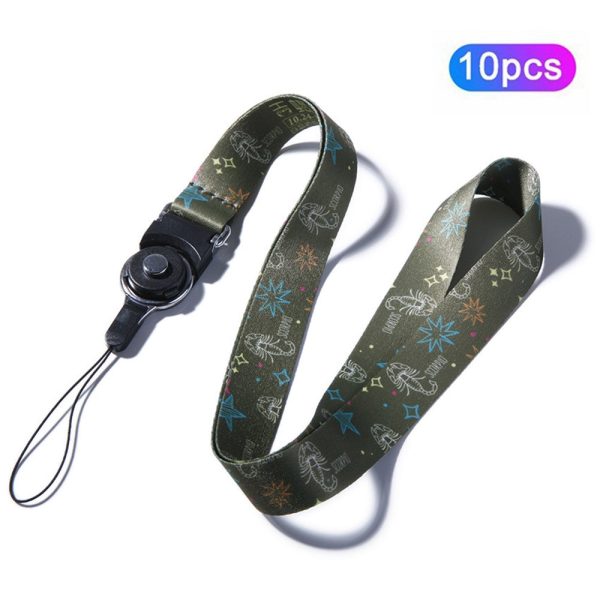 10Pcs   Pack 12 Constellations Cartoon Printed Rotating Buckle Lanyard Detachable Mobile Phone Name Tag Neck Strap Online Hot Sale