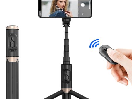 Q12 Mobile Phone Holder Tripod Extendable Aluminium Alloy Pole Live Streaming Selfie Stick with Bluetooth Remote Control Sale