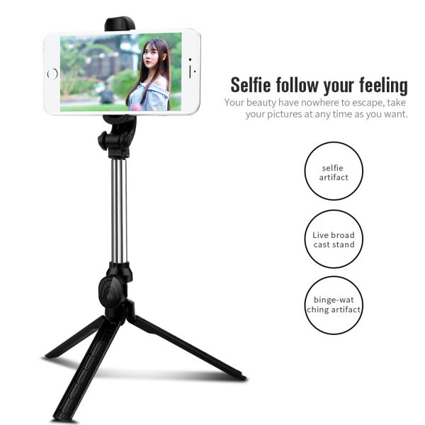 XT10 Wireless Bluetooth Selfie Stick Portable Folding Mini Selfie Stick Retractable Tripod Stand with 360-Degree Rotating Phone Holder Cheap